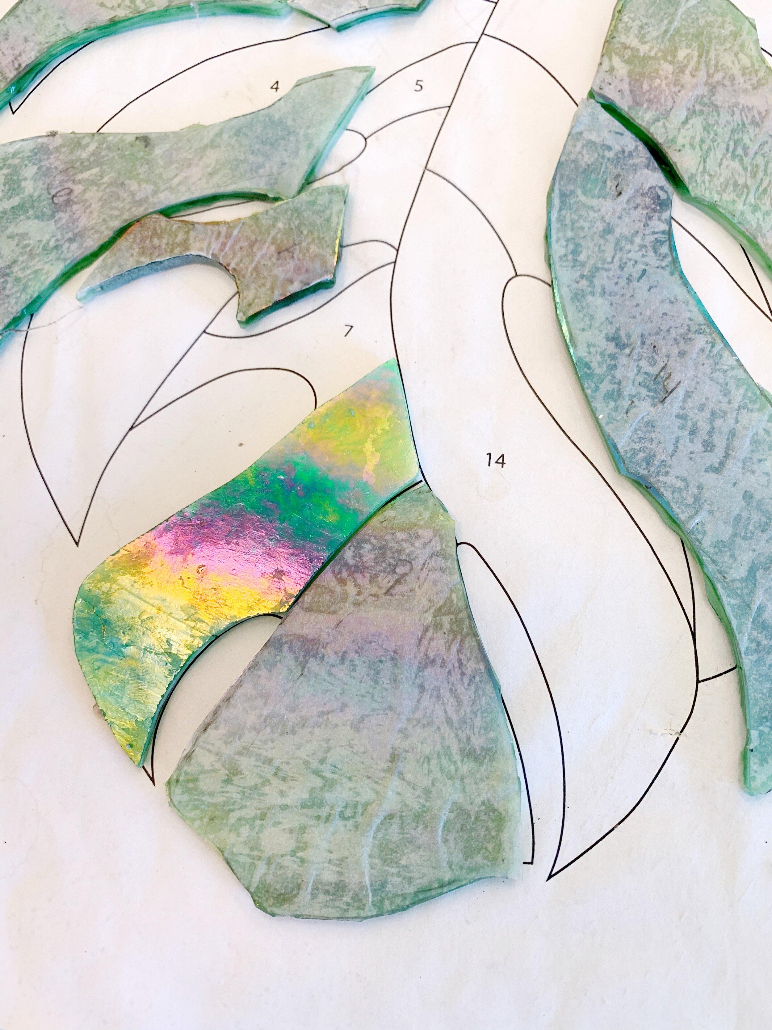 Stained glass pattern turning into a piece