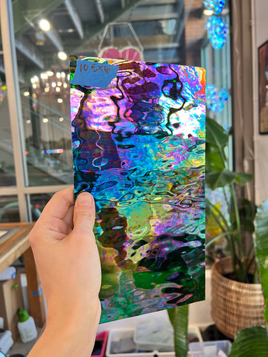 Vintage Spectrum Green Iridescent Waterglass Sheet Glass Colorado Glass Works SP0032 (10.5x6in)