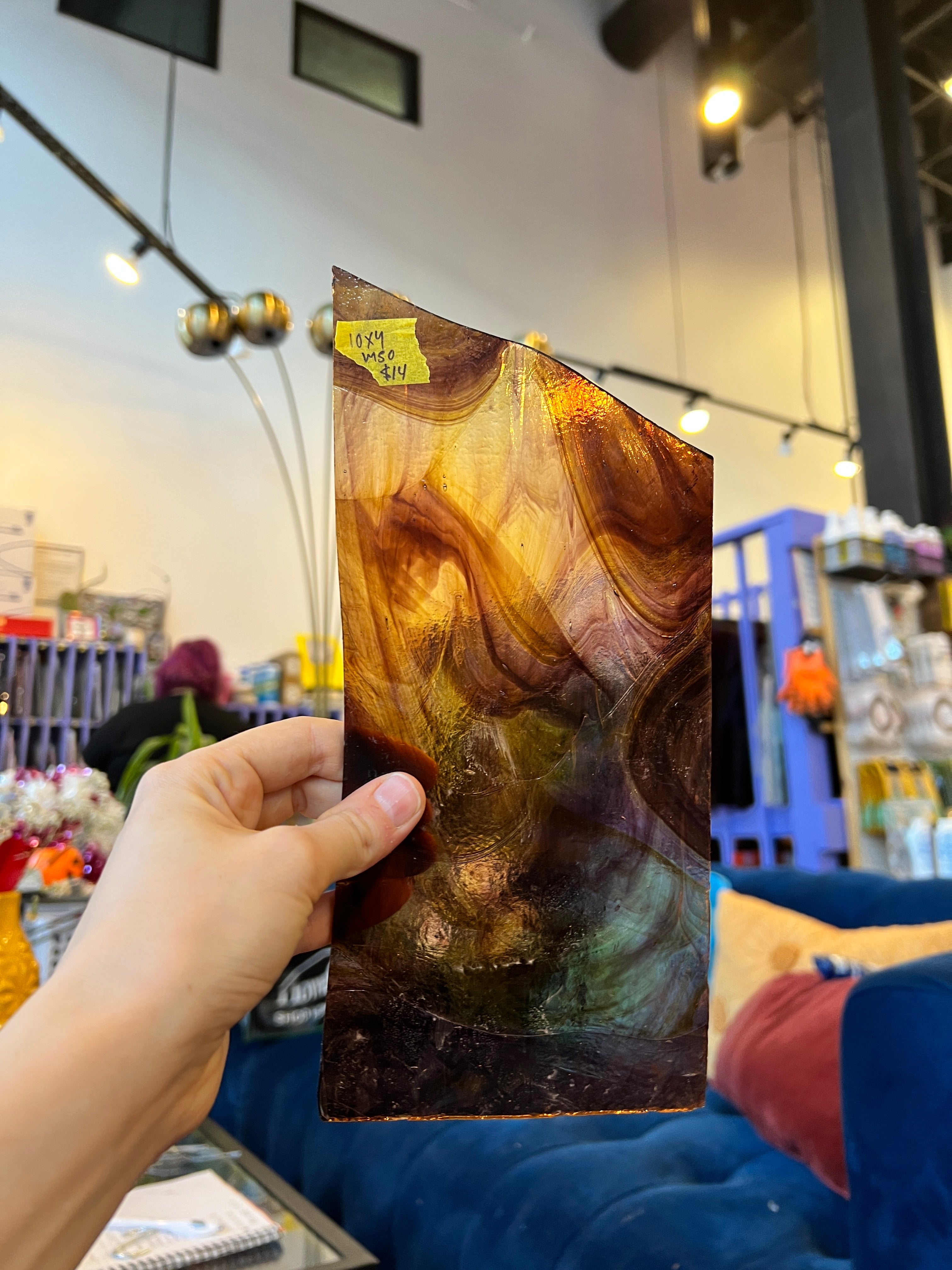 Chicago Art Glass Yellow Purple Mix Colorado Glass Works