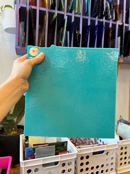 Teal Blue Bullseye Fusible 90 COE Sheet Glass Colorado Glassworks