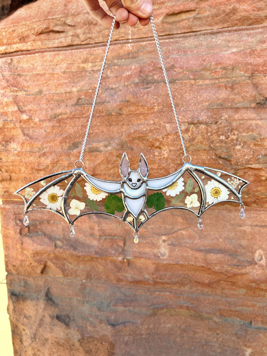 White Pressed Flower Lola Bat (COGW x Andrea Guzzetta) Finished Pieces Colorado Glassworks