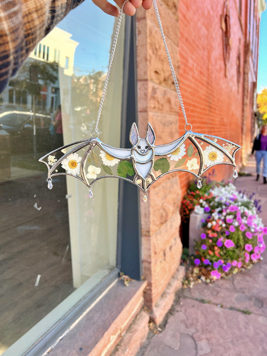 White Pressed Flower Lola Bat (COGW x Andrea Guzzetta) Finished Pieces Colorado Glassworks