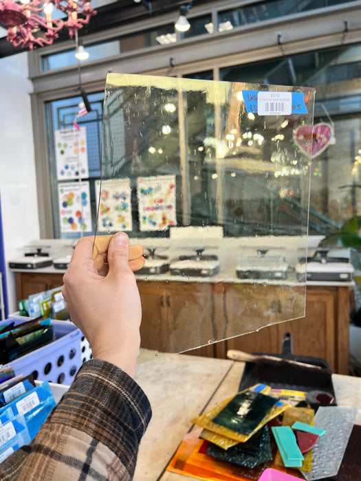 Antique Pale Yellow Transparent Mouth Blown Vintage Glass Sheet Glass Colorado Glassworks