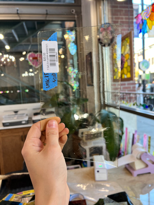 Antique Pale Yellow Transparent Mouth Blown Vintage Glass Sheet Glass Colorado Glassworks