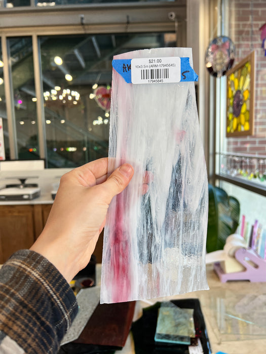 White Pink Wispy on Clear Armstrong Colorado Glass Works