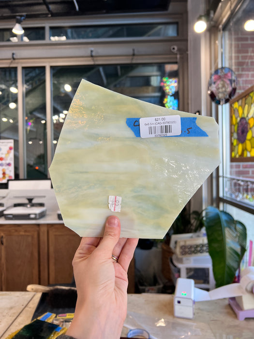 Cream White Wispy Chicago Art Glass Sheet Glass Colorado Glassworks