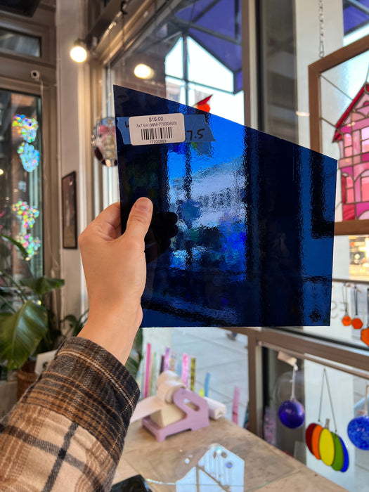 Deep Steel Blue Wissmach Sheet Glass Colorado Glass Works 7x7.5in (WM-77230893)