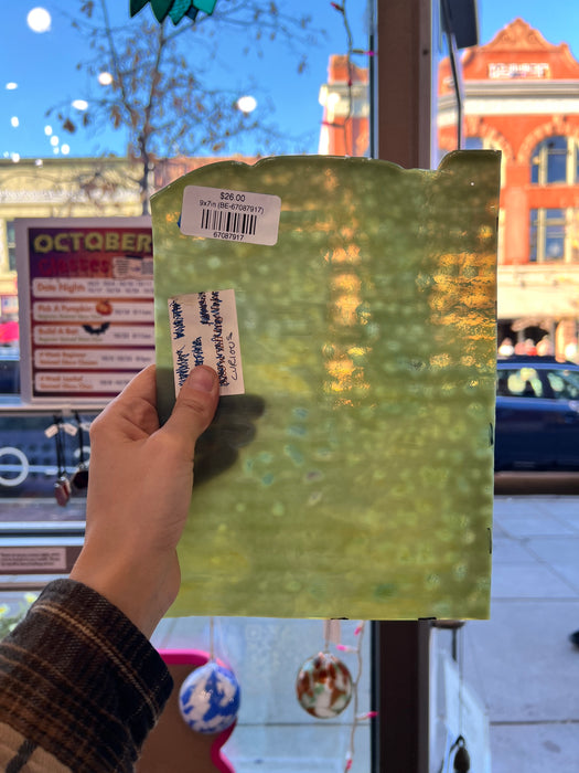 Mossy Dappled Green Mottled Bullseye Sheet Glass Colorado Glassworks