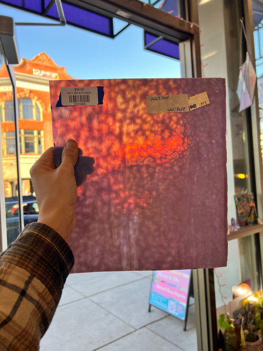 Mottled Lavender Bullseye Semi-Transparent Sheet Glass Colorado Glassworks