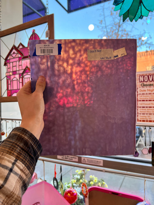 Mottled Lavender Bullseye Semi-Transparent Sheet Glass Colorado Glassworks