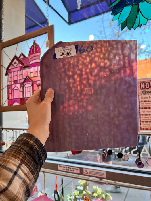 Mottled Lavender Bullseye Semi-Transparent Sheet Glass Colorado Glassworks