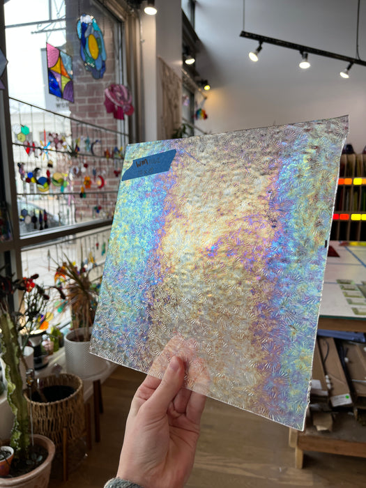 Iridescent Clear Florentine Wissmach Sheet Glass Colorado Glass Works