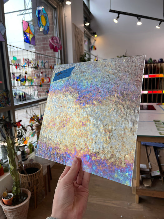 Iridescent Clear Florentine Wissmach Sheet Glass Colorado Glass Works
