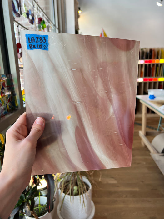 Lamberts Mouth Blown Selenium Red & Opaque White on Clear (Flash Glass) S277 Sheet Glass Colorado Glassworks LA233 (8x10in)