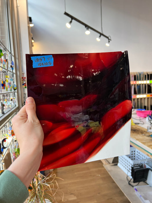 Lamberts Mouth Blown Red & White Opaque on Clear S54 Sheet Glass Colorado Glassworks