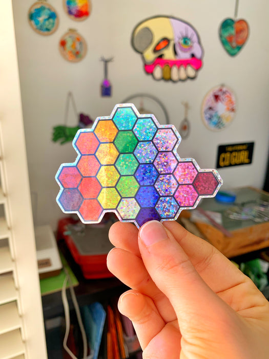 COGW Stickers and Sticker Packs Merch Colorado Glassworks Sparkly Rainbow Honeycomb 3.50