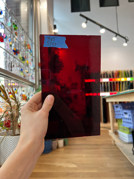 Red Mouth Blown St Just Flash Glass Sheet Glass Colorado Glass Works SJ27 (9x5in)