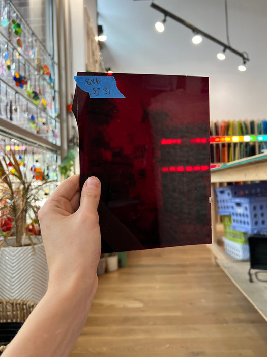Red Mouth Blown St Just Flash Glass Sheet Glass Colorado Glass Works SJ31 (8x6in)