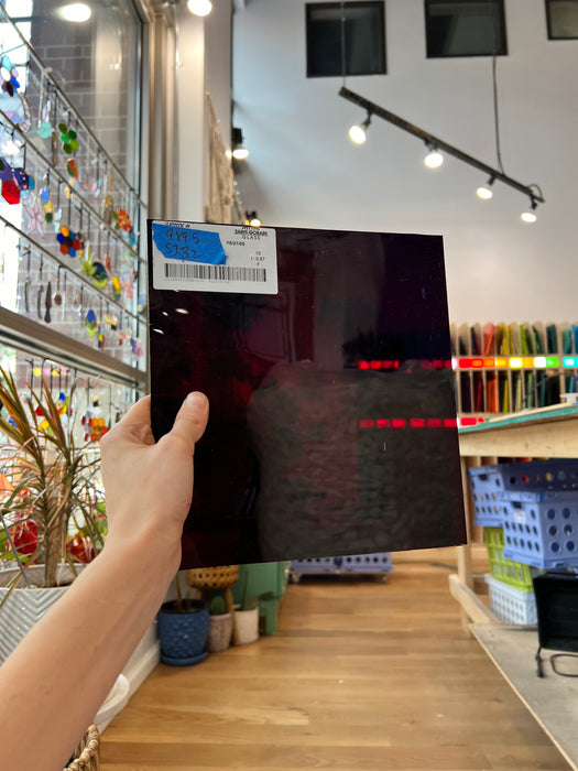 Red Mouth Blown St Just Flash Glass Sheet Glass Colorado Glass Works SJ32 (9x9.5in)