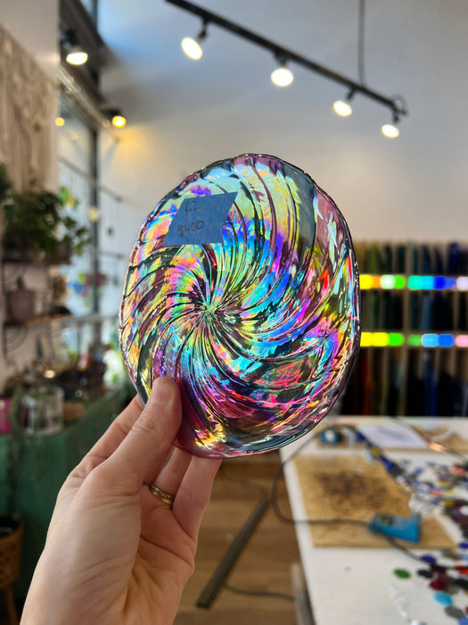 Iridescent Candy Rondel COGW by Monarch Glass Sheet Glass Colorado Glass Works