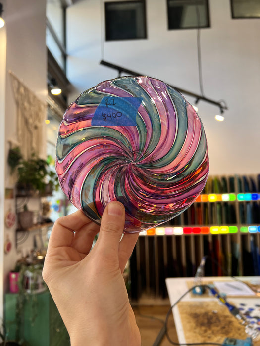 Iridescent Candy Rondel COGW by Monarch Glass Sheet Glass Colorado Glass Works MA2R (4.5in)