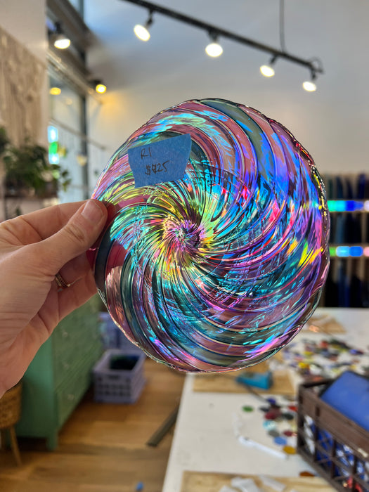 Iridescent Candy Rondel COGW by Monarch Glass Sheet Glass Colorado Glass Works