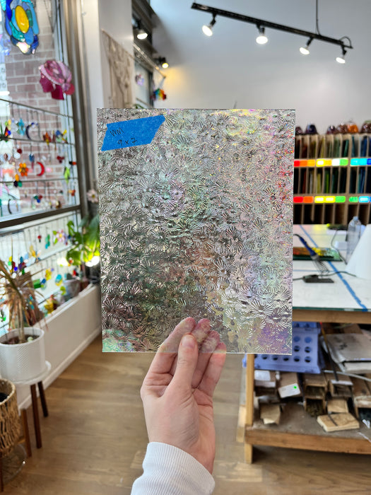 Iridescent Clear Florentine Wissmach Sheet Glass Colorado Glass Works
