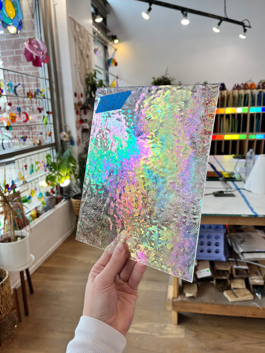 Iridescent Clear Florentine Wissmach Sheet Glass Colorado Glass Works