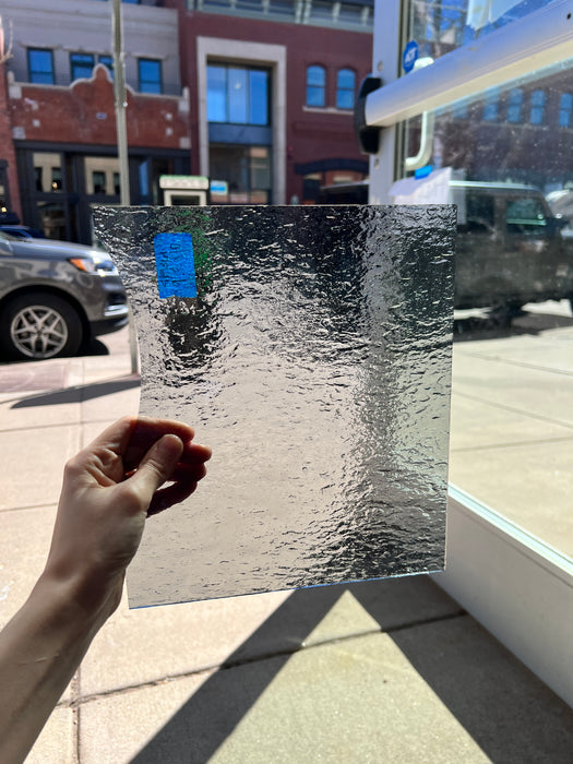 Pale Gray Rough Rolled Oceanside Fusible 96 COE (180-8RR-F) Sheet Glass Colorado Glassworks
