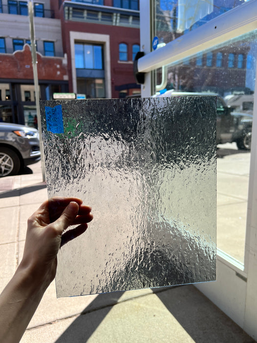 Pale Gray Rough Rolled Oceanside Fusible 96 COE (180-8RR-F) Sheet Glass Colorado Glassworks