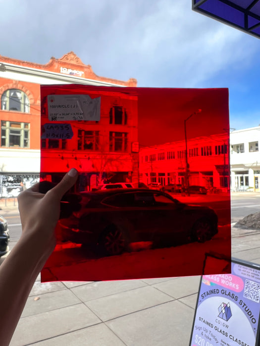 Lamberts 1001R/CLC Red on Clear Flash Glass Sheet Glass Colorado Glassworks