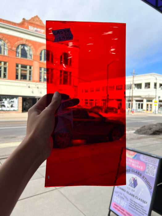 Lamberts 1001R/CLC Red on Clear Flash Glass Sheet Glass Colorado Glassworks