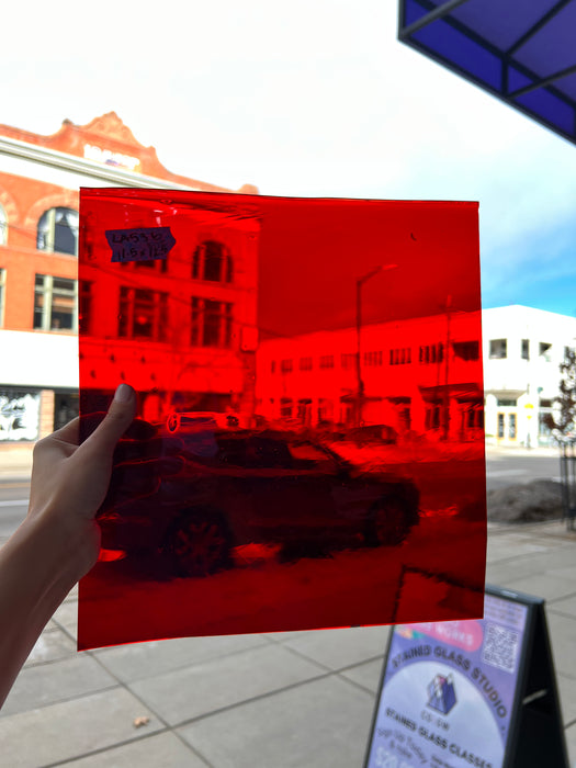 Lamberts 1001R/CLC Red on Clear Flash Glass Sheet Glass Colorado Glassworks