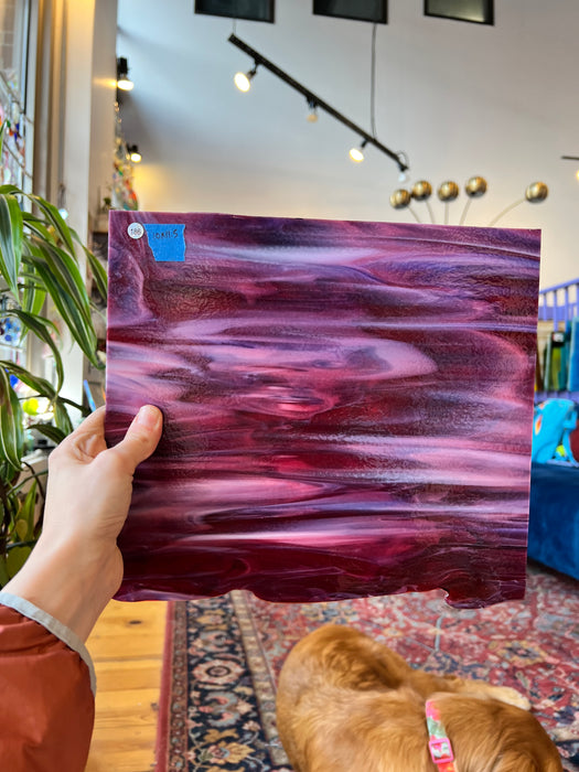 Berries and Cream Bullseye Fusible 90 COE (003334-0030-F) Sheet Glass Colorado Glassworks