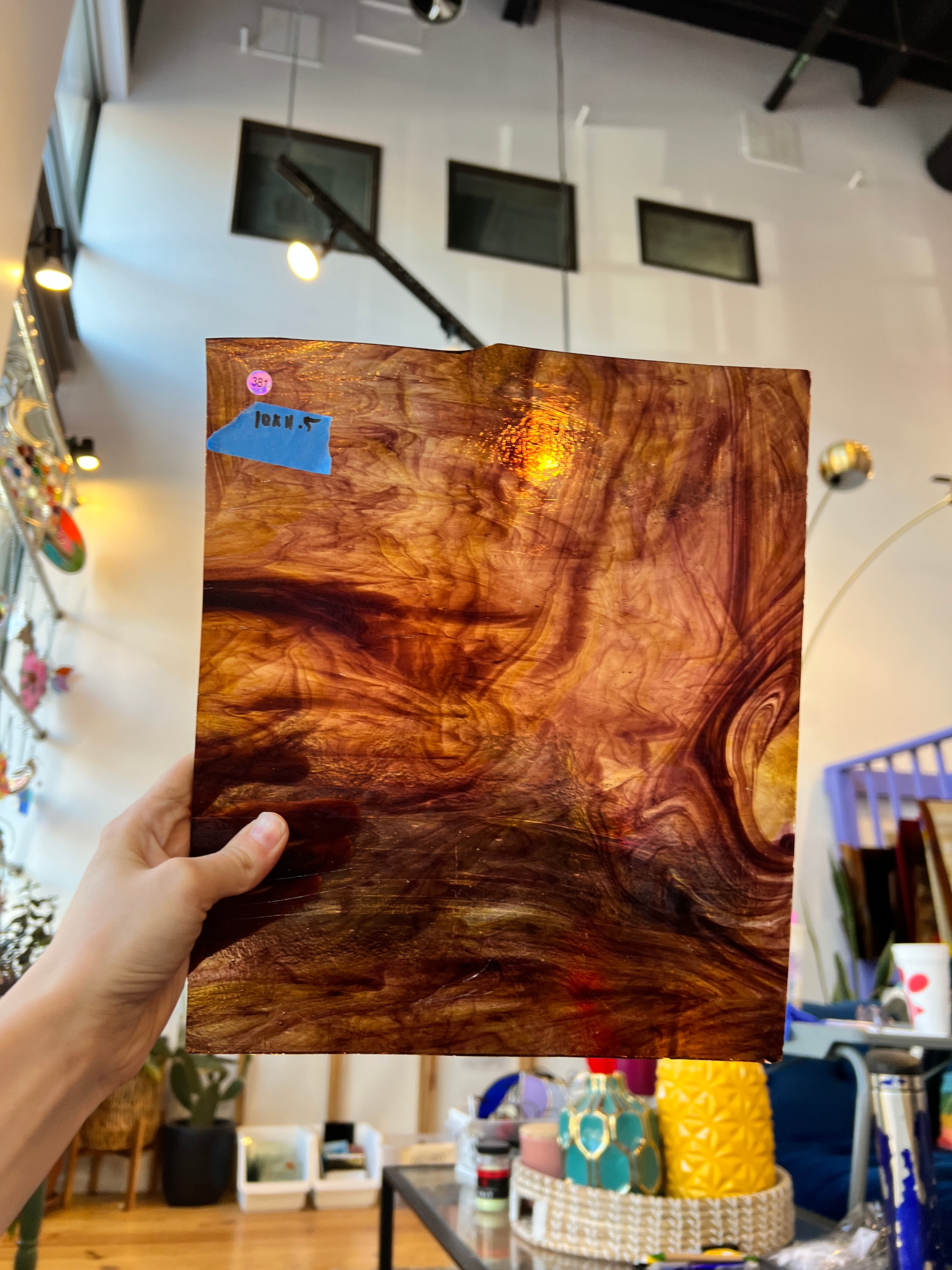 Chicago Art Glass Purple Yellow Mix Colorado Glass Works