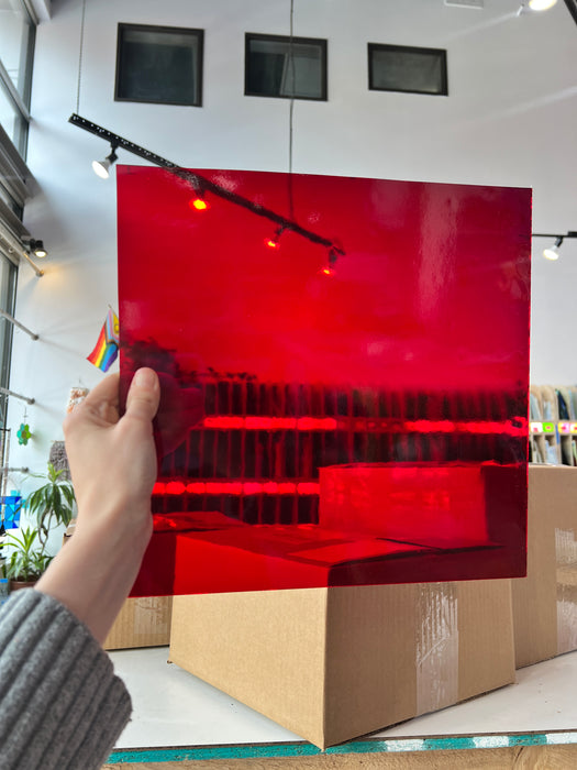 Ruby Red Transparent Oceanside Fusible 96 COE (152S-F) Sheet Glass Colorado Glassworks