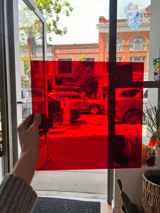 Ruby Red Transparent Oceanside Fusible 96 COE (152S-F) Sheet Glass Colorado Glassworks