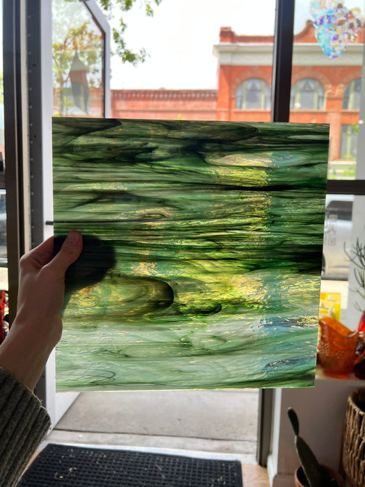 Fern Green Pearl Opal Oceanside Fusible 96 COE Sheet Glass Colorado Glassworks