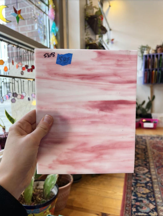 Kokomo Pink White Wispy (S) Sheet Glass Colorado Glassworks