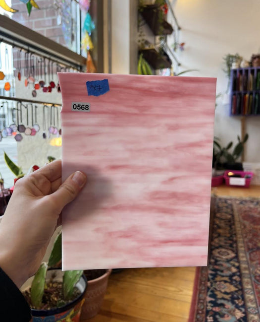 Kokomo Pink White Wispy (S) Sheet Glass Colorado Glassworks