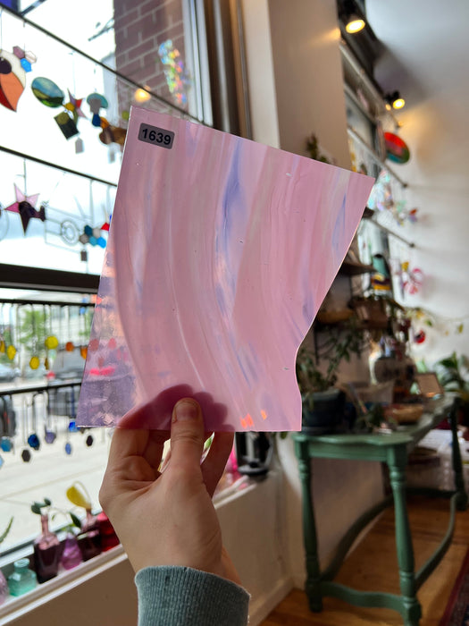 Pink White Wispy Lamberts Mouth Blown Glass  Colorado Glass Works