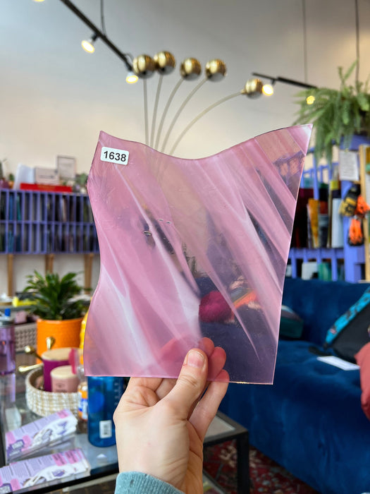 Pink White Wispy Lamberts Mouth Blown Glass  Colorado Glass Works 1638