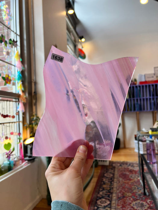 Pink White Wispy Lamberts Mouth Blown Glass  Colorado Glass Works