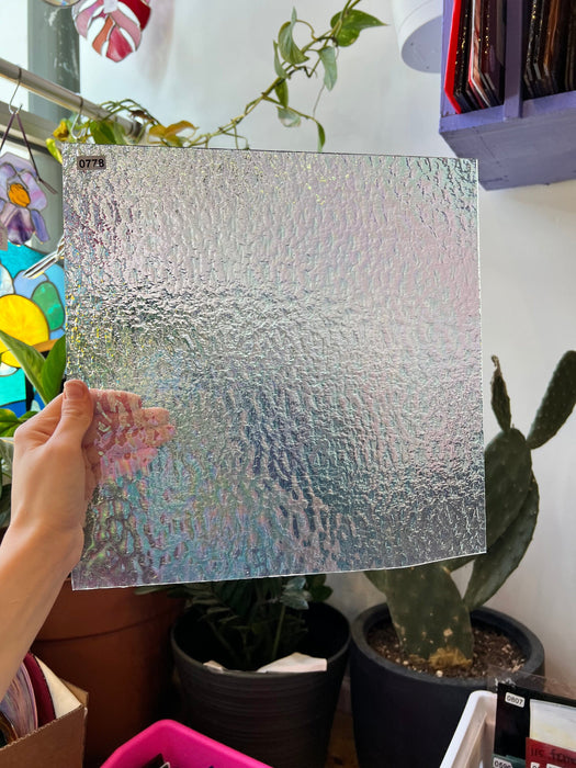Clear Granite Iridescent Oceanside Fusible 96 COE Sheet Glass Colorado Glass Works