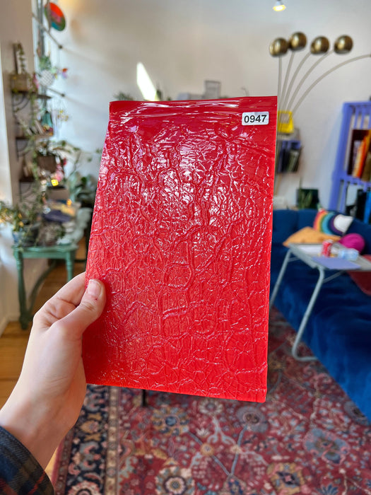 Red Bottom Crackle COGW by Monarch Glass Studios Sheet Glass Colorado Glass Works