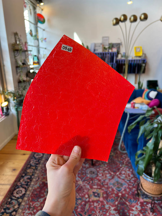 Red Bottom Crackle COGW by Monarch Glass Studios Sheet Glass Colorado Glass Works