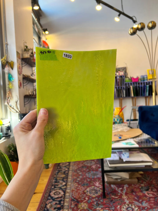 Slime Green Iridescent Youghiogheny Sheet Glass Colorado Glassworks