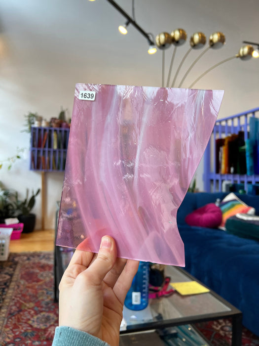 Pink White Wispy Lamberts Mouth Blown Glass  Colorado Glass Works