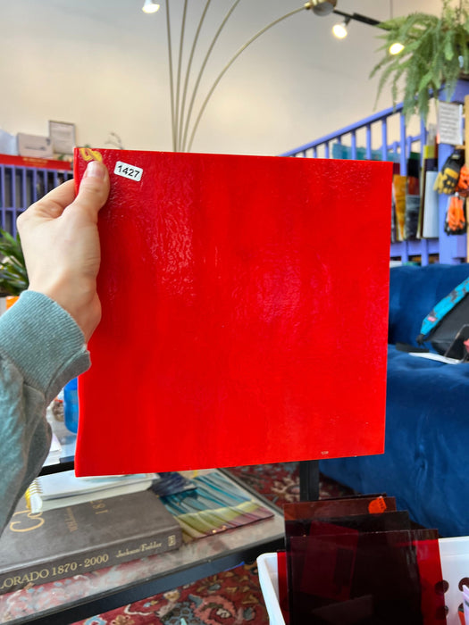 Red Apple Bullseye Fusible 90 COE Sheet Glass Colorado Glassworks BEAPPLERED (10x10in)