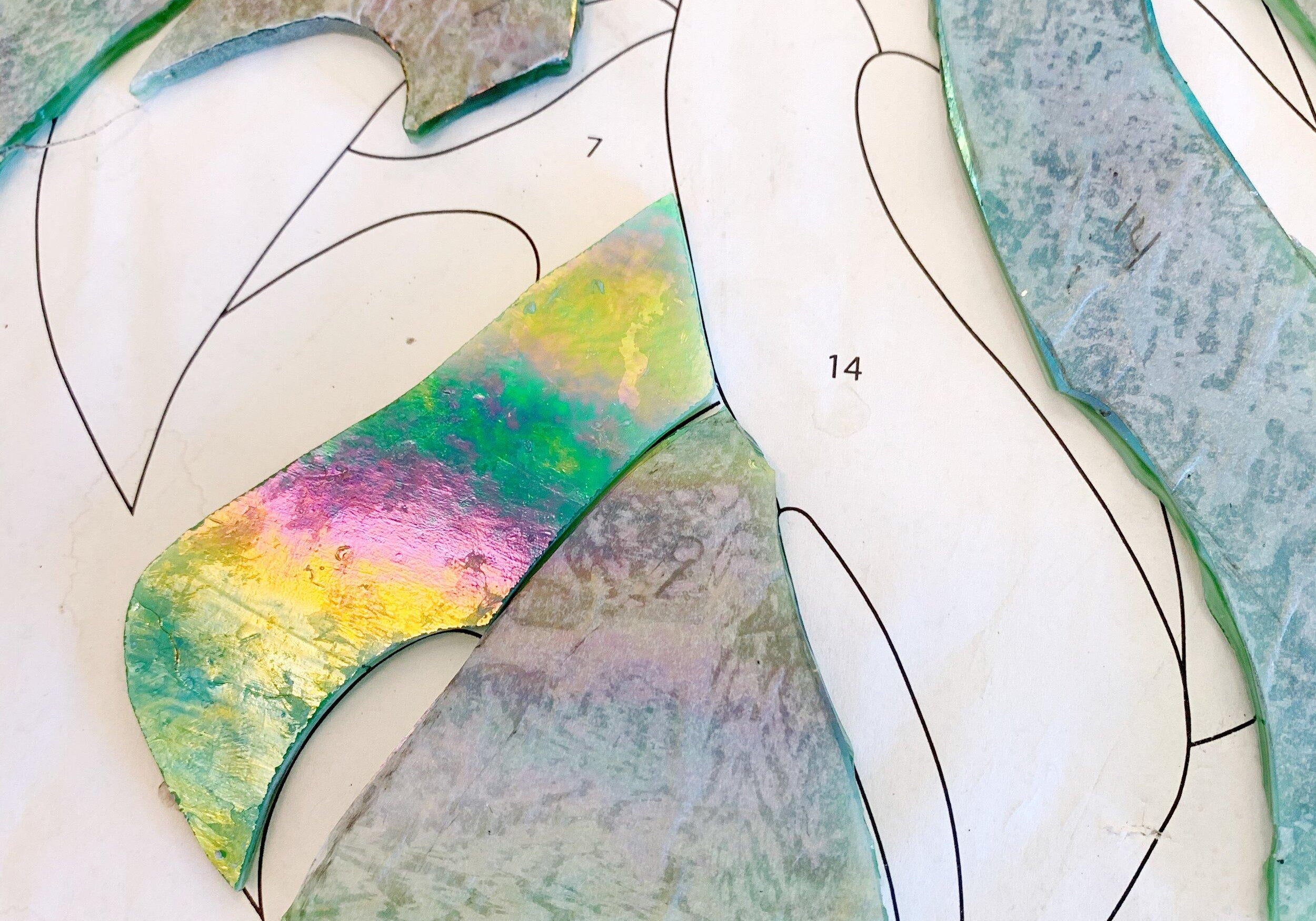 Stained glass pattern turning into a piece
